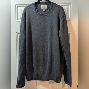 St John's Bay Men's 100% Cotton Gray Crew Neck Sweater, Size XL